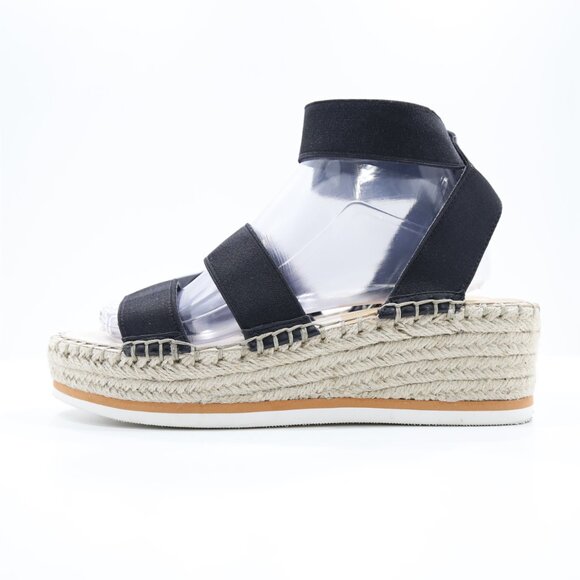 Dolce Vita Lury Black Elastic Strap 2" Platform Espadrille Sandals - 10 - Picture 1 of 7